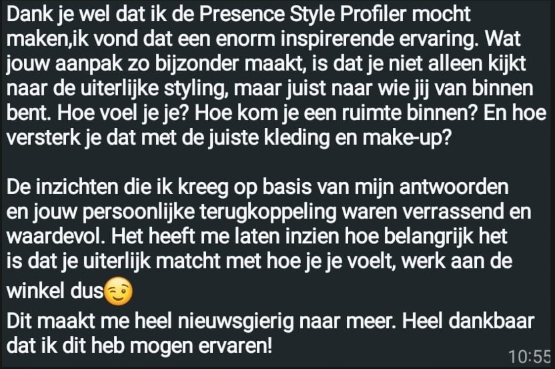 Klantervaring met de Presence Style Profiler van Stephanie Backhoven